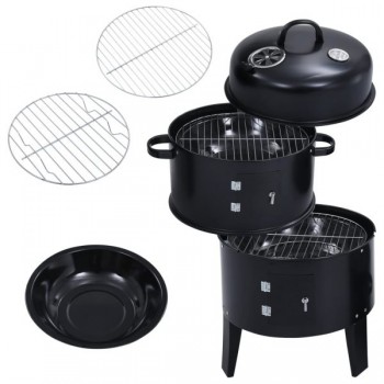 3-in-1 Charcoal Smoker BBQ 