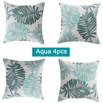 Cotton Linen Tropical Palm Cushion Cover