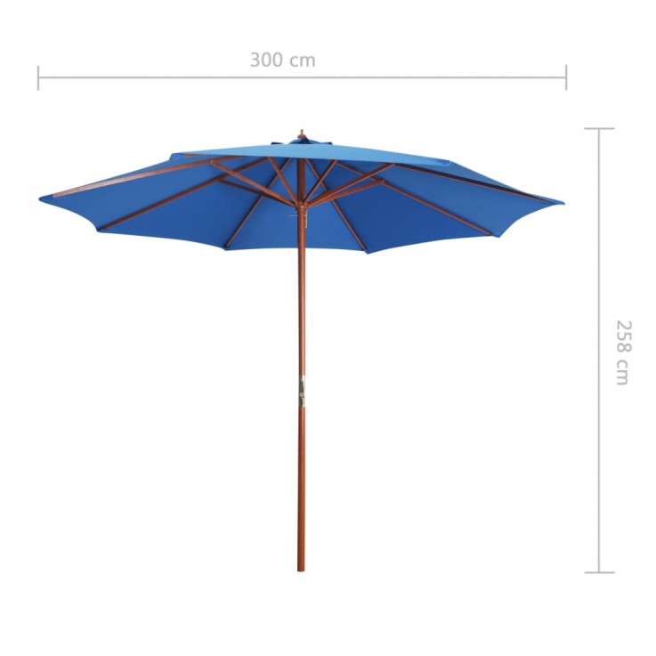Parasol with Wooden Pole 300×258 cm Blue