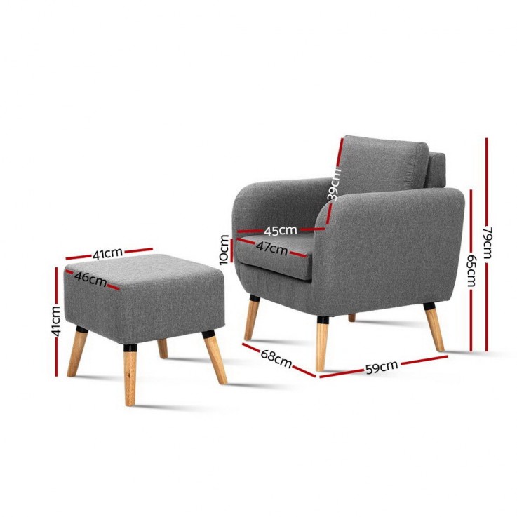 Artiss Lounge Chair Armchair with Ottoma