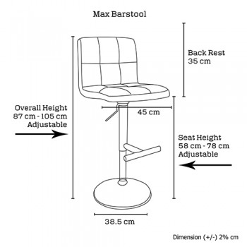 Set of 2 Max Barstool Adjustable Height 