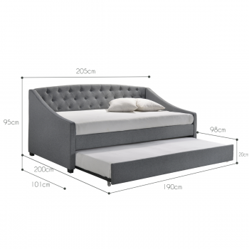 Daybed with trundle bed frame fabric uph