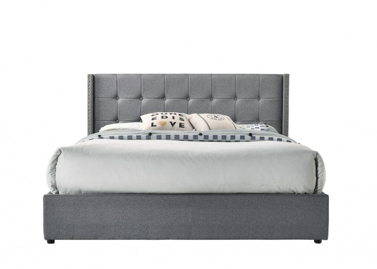 King Sized Winged Fabric Bed Frame with 