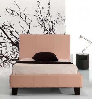 Single PU Leather Bed Frame Pink