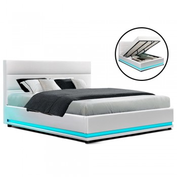 Artiss RGB LED Bed Frame King Size Gas L