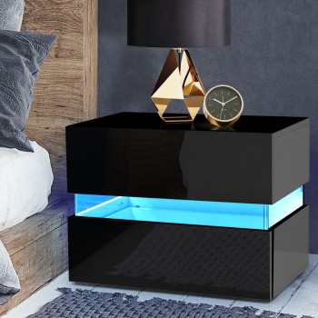 Artiss Bedside Table 2 Drawers RGB LED S