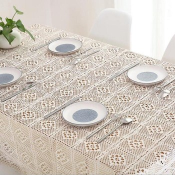 Indoor Outdoor Pastoral Hollow Cotton Handmade Crochet Tablecloth for Spring/Summer/Party/Picnic61