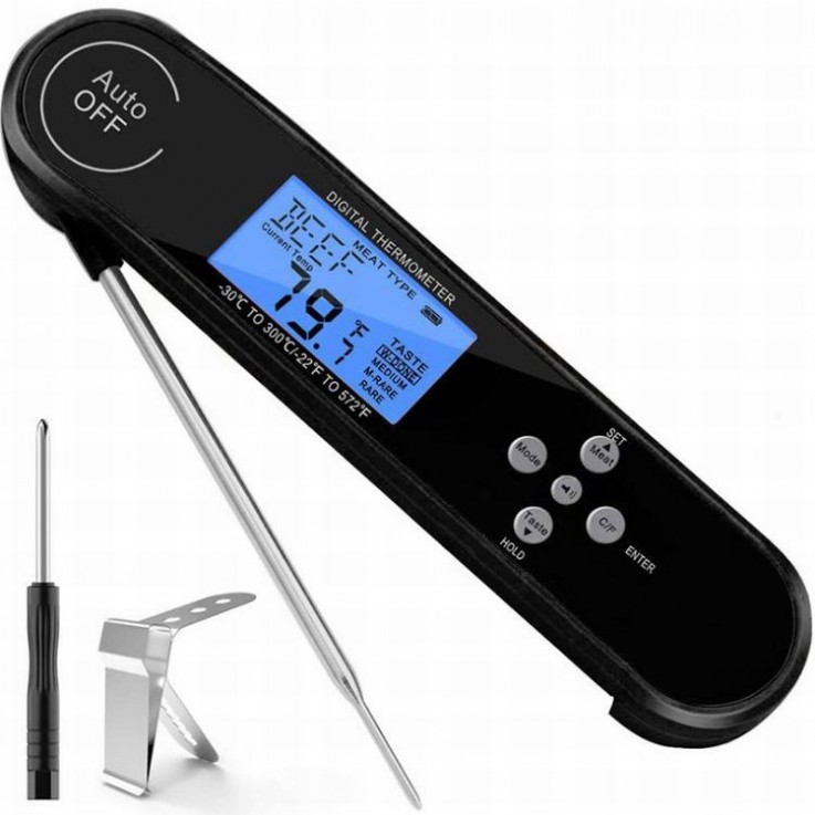 Folding electronic digital food temperature probe waterproof voice alarm new barbecue meat thermometer27