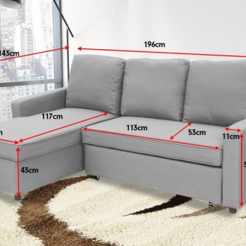 3-Seater Corner Sofa Bed With Storage Lo