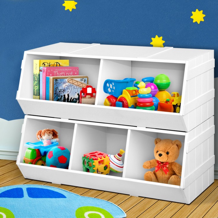 Keezi Kids Toy Box Stackable Bookshelf 