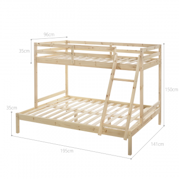 Solid Timber Triple Bunk Bed Single over