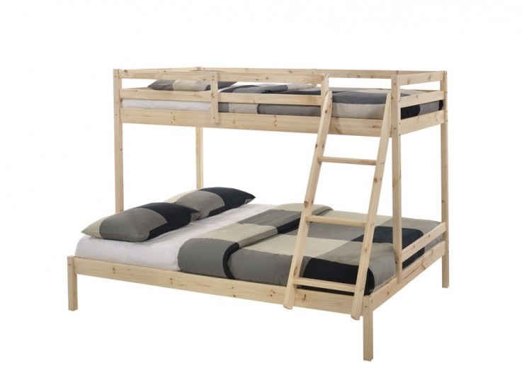 Solid Timber Triple Bunk Bed Single over