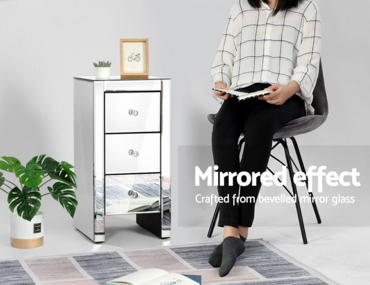 Artiss Mirrored Bedside table