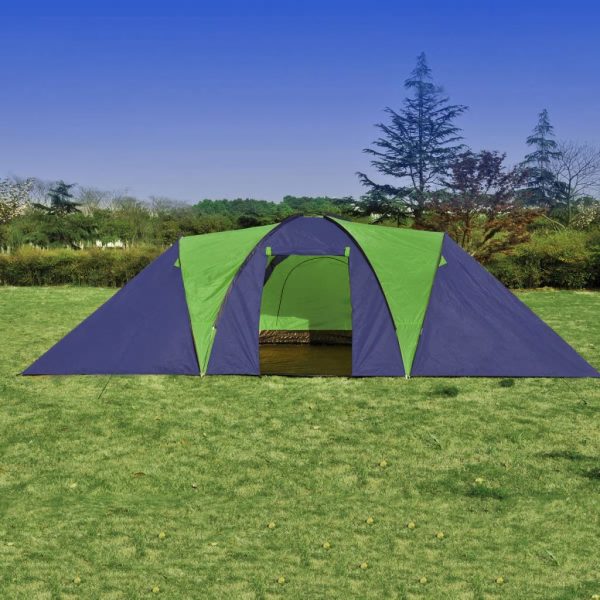 Camping Tent Fabric 9 Persons Blue and G