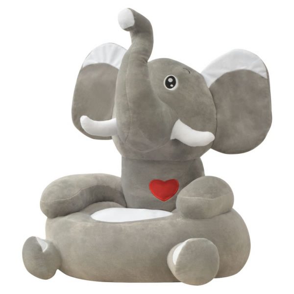 Plush Children’s Chair Elephant Grey