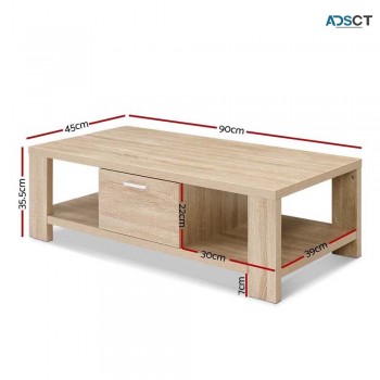 Artiss Coffee Table Wooden Shelf Storage