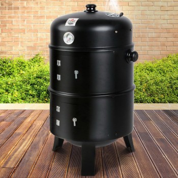 GRILLZ 3-IN-1 CHARCOAL BBQ SMOKER - BLAC