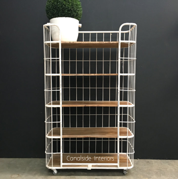 Caged Baker's Rack - Distressed White - 