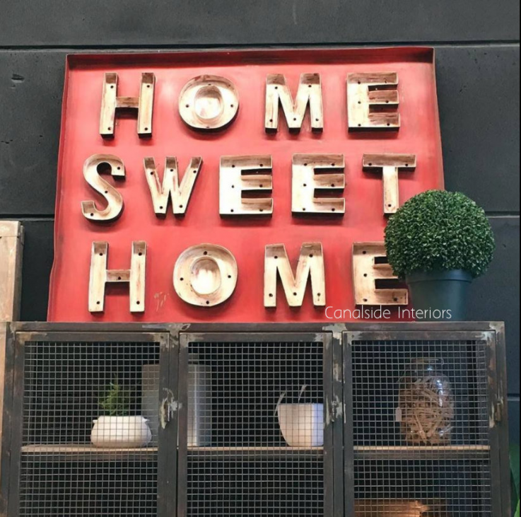 Home Sweet Home Vintage Sign - Red