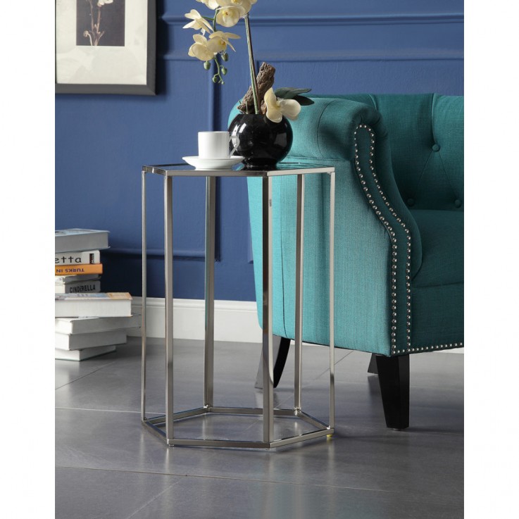 ALVEARE Brushed Nickel Plated Side Table