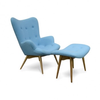 Contour Lounge Chair + Ottoman - Blue