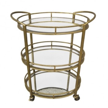 Valencia Glass Drinks Bar Cart in Gold