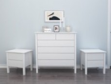 3PCE White Chest of Drawers Suites - Ful