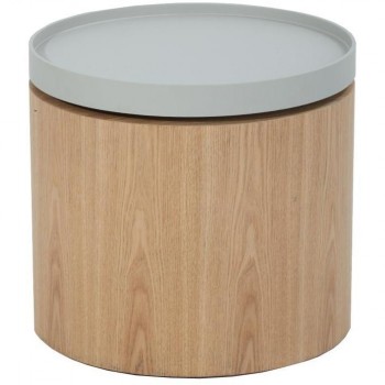 Carden Side Table with Grey Tray - Ash 