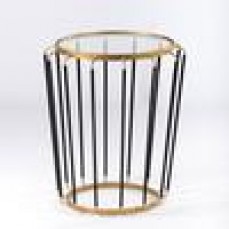BLACK AND BRASS LOOK COMB SIDE TABLE 