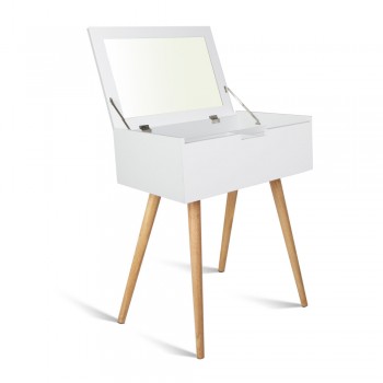 Dressing Table with Foldaway Mirror- Whi