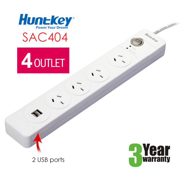 Huntkey Power Board 4 sockets 2 USB