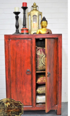 Oriental Red Antique Chinese Cabinet