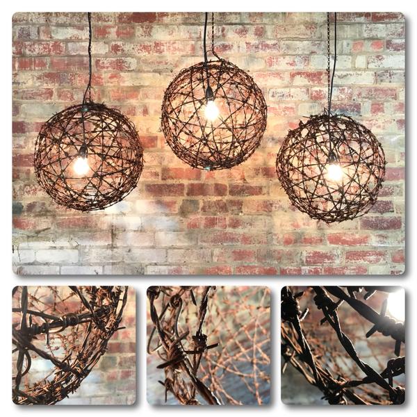BARBED WIRE BALL LIGHT FITTING