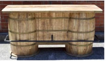 Reclaimed Timber Wine Barrel Brass Drink