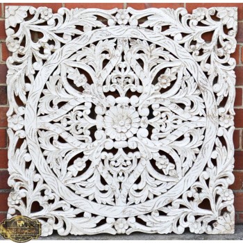 Hand Carved Antique Timber Panel Floral 