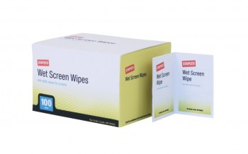 Staples Wet Screen Wipes - 100-Pack