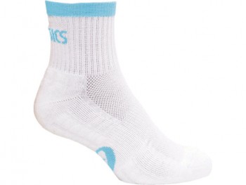 asics Pace Quarter Socks (White/Ocean Bl