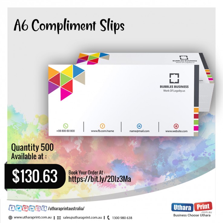 Uthara Print Australia -  A6 Compliment Slips