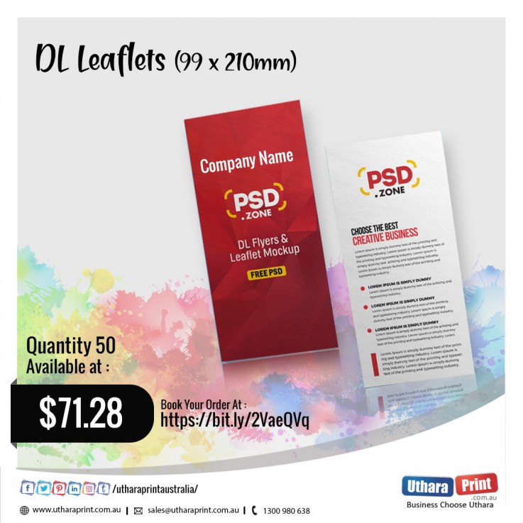 Uthara Print Australia - DL Leaflets (99x210mm)