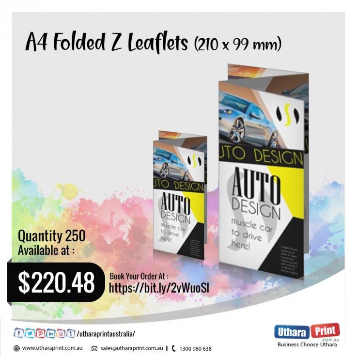 Uthara Print Australia - A4 Folded Z Leaflets (210x99 mm)