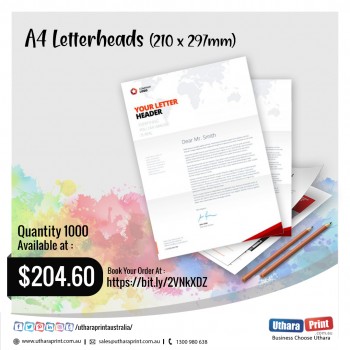 Uthara Print Australia - A4 Letterheads (210x297mm)