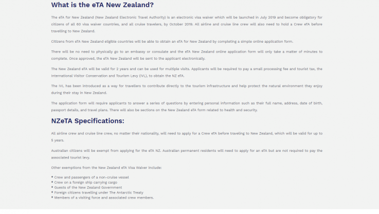 New Zealand ETA - Electronic Travel Auth