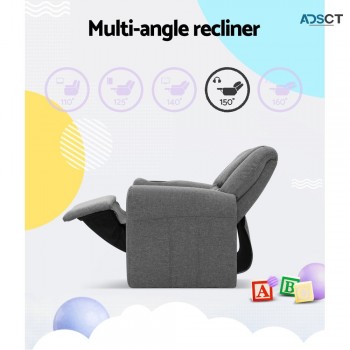 Kids Recliner Chair Grey Linen Soft Sofa