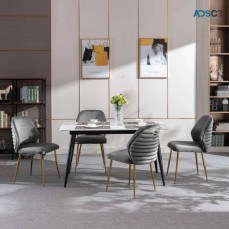 Lyla Grey Velvet Dining Chair with Gold 