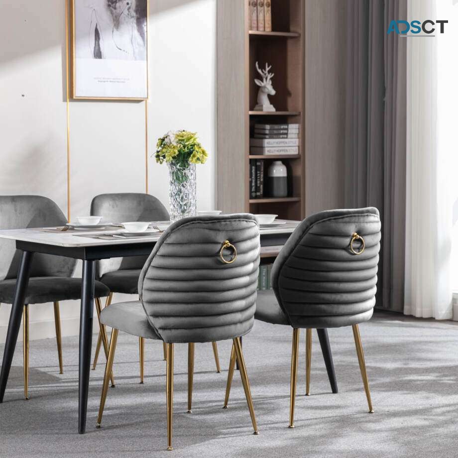 Lyla Grey Velvet Dining Chair with Gold 