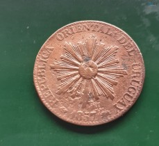 Uruguay 20 Centesimos 1857  Copper Coin