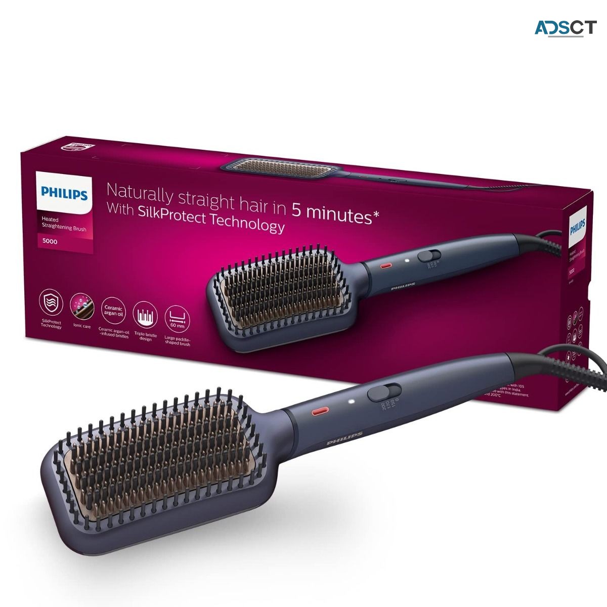  Heated Straightening Brush, BHH885/10 With Silk Protect Technology