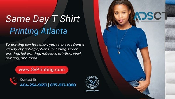 Get Custom Same-Day T-Shirt Printing in Atlanta with 3v Printing
