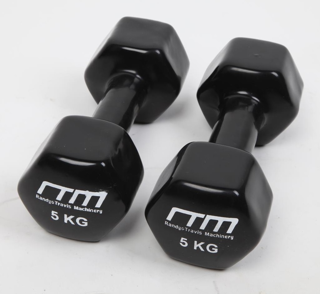 5kg Dumbbells Pair PVC Hand Weights Rubber Coated  Z2362