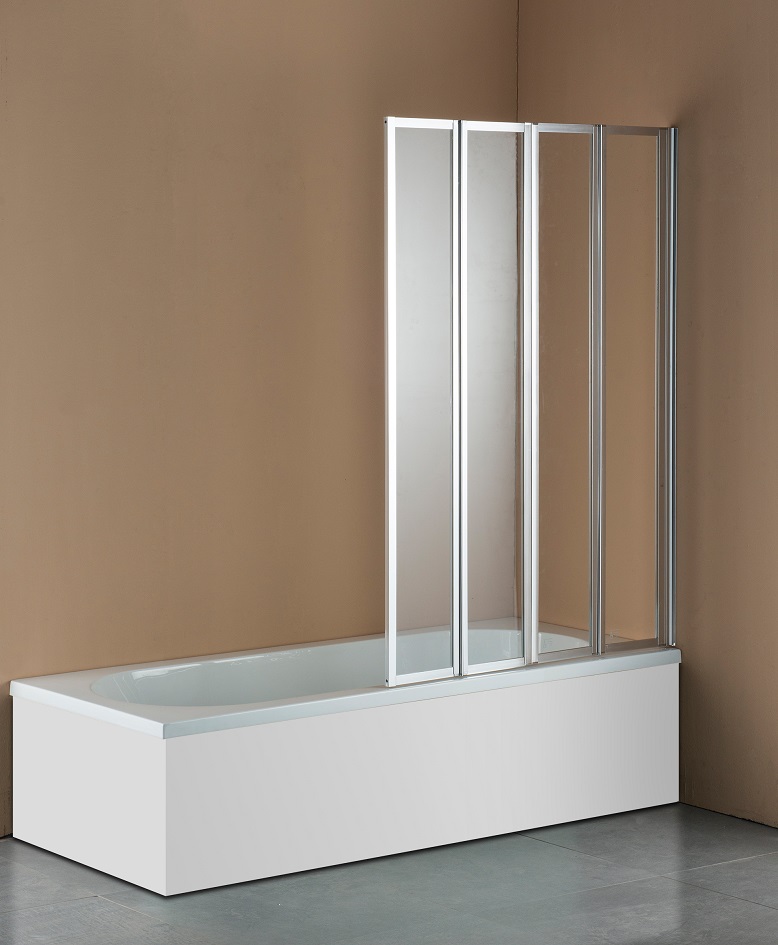4 Fold Chrome Folding Bath Shower Screen Door Panel 1000 x 1400mm  Z2496
